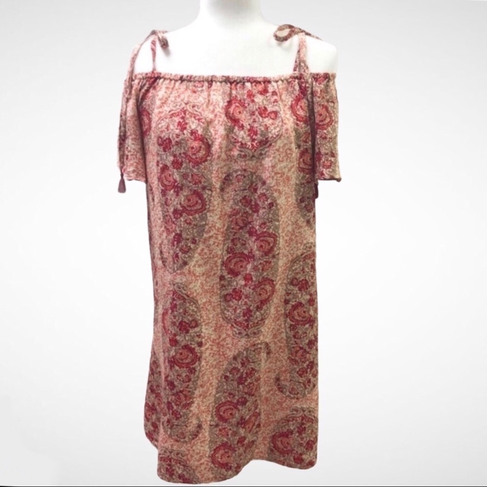 Madewell Festival Watercolor Silk Paisley Dress Size Medium Tie Shoulder G6410 - Picture 2 of 8